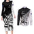 Custom New Zealand Cricket Couples Matching Long Sleeve Bodycon Dress and Long Sleeve Button Shirt With Maori Pattern