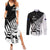 Custom New Zealand Cricket Couples Matching Summer Maxi Dress and Long Sleeve Button Shirt With Maori Pattern