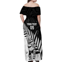 Custom New Zealand Cricket Family Matching Off Shoulder Maxi Dress and Hawaiian Shirt With Maori Pattern