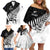 Custom New Zealand Cricket Family Matching Off Shoulder Short Dress and Hawaiian Shirt With Maori Pattern