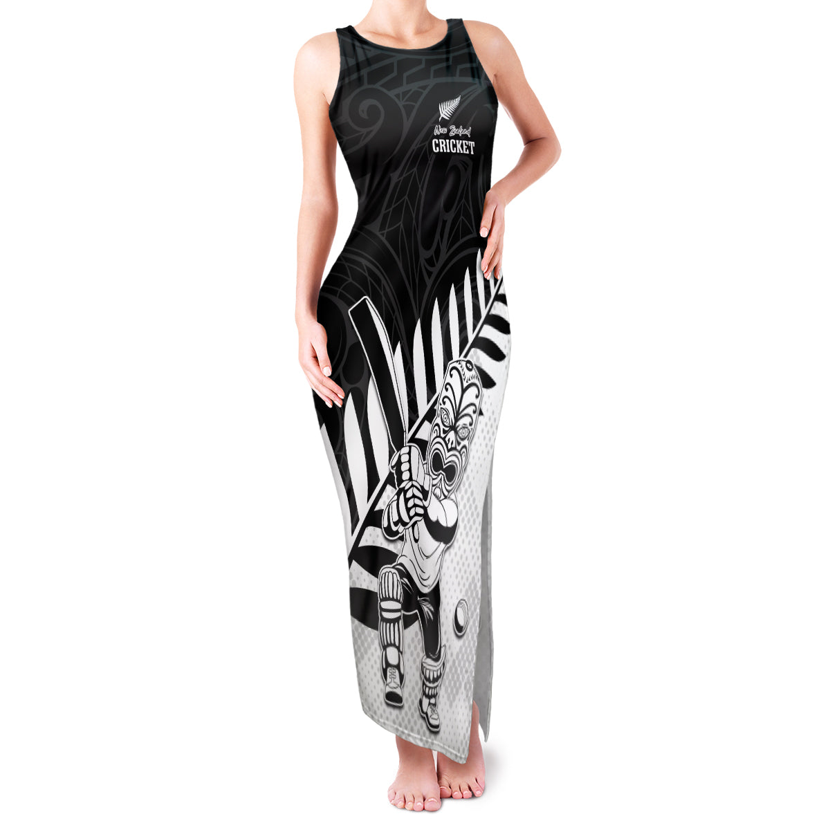 Custom New Zealand Cricket Family Matching Tank Maxi Dress and Hawaiian Shirt With Maori Pattern