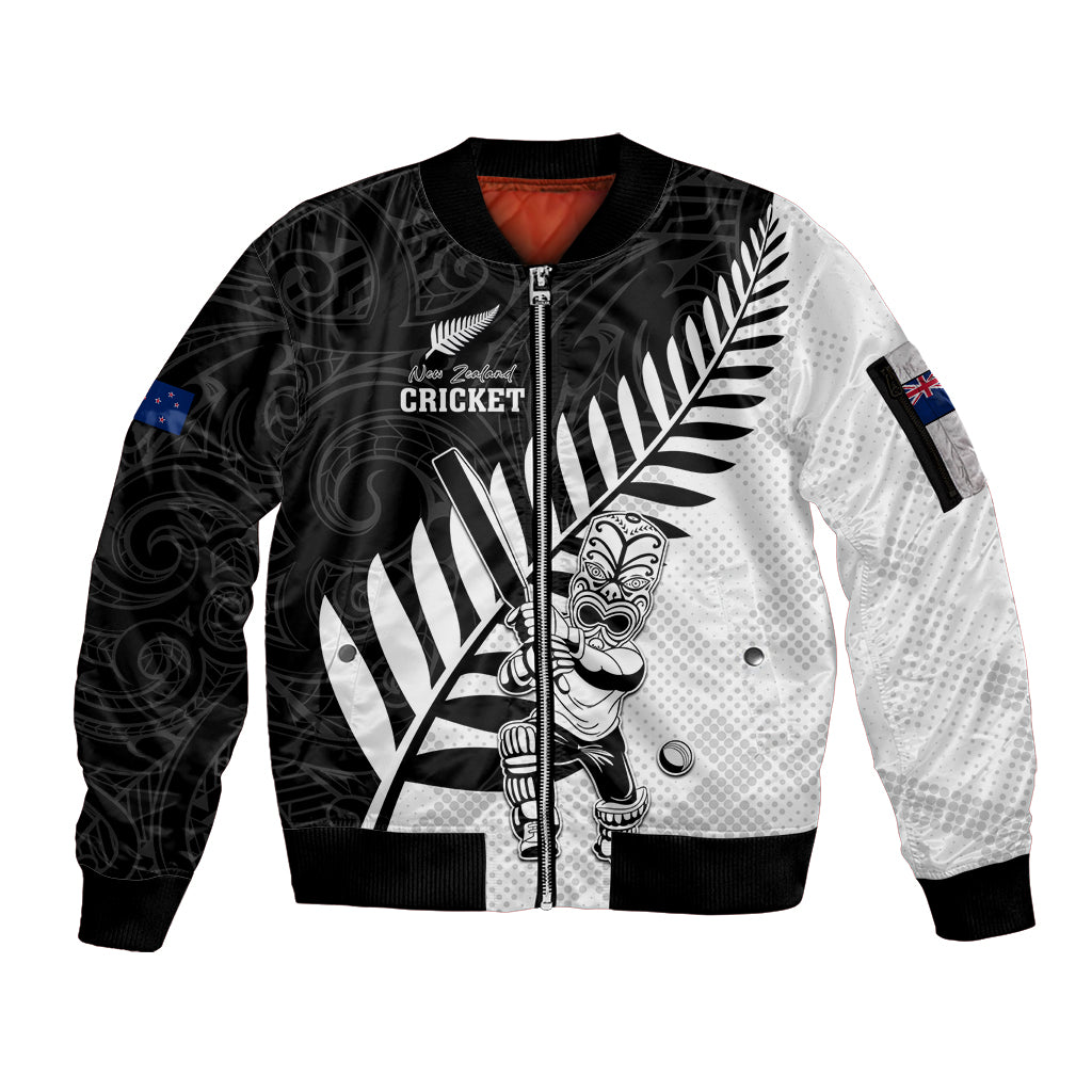 Custom New Zealand Cricket Sleeve Zip Bomber Jacket With Maori Pattern