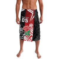 New Zealand And England Rugby Custom Lavalava Maori Tiki With Red Rose Together