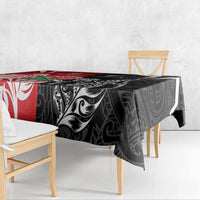 New Zealand And England Rugby Tablecloth Maori Tiki With Red Rose Together LT05 - Polynesian Pride