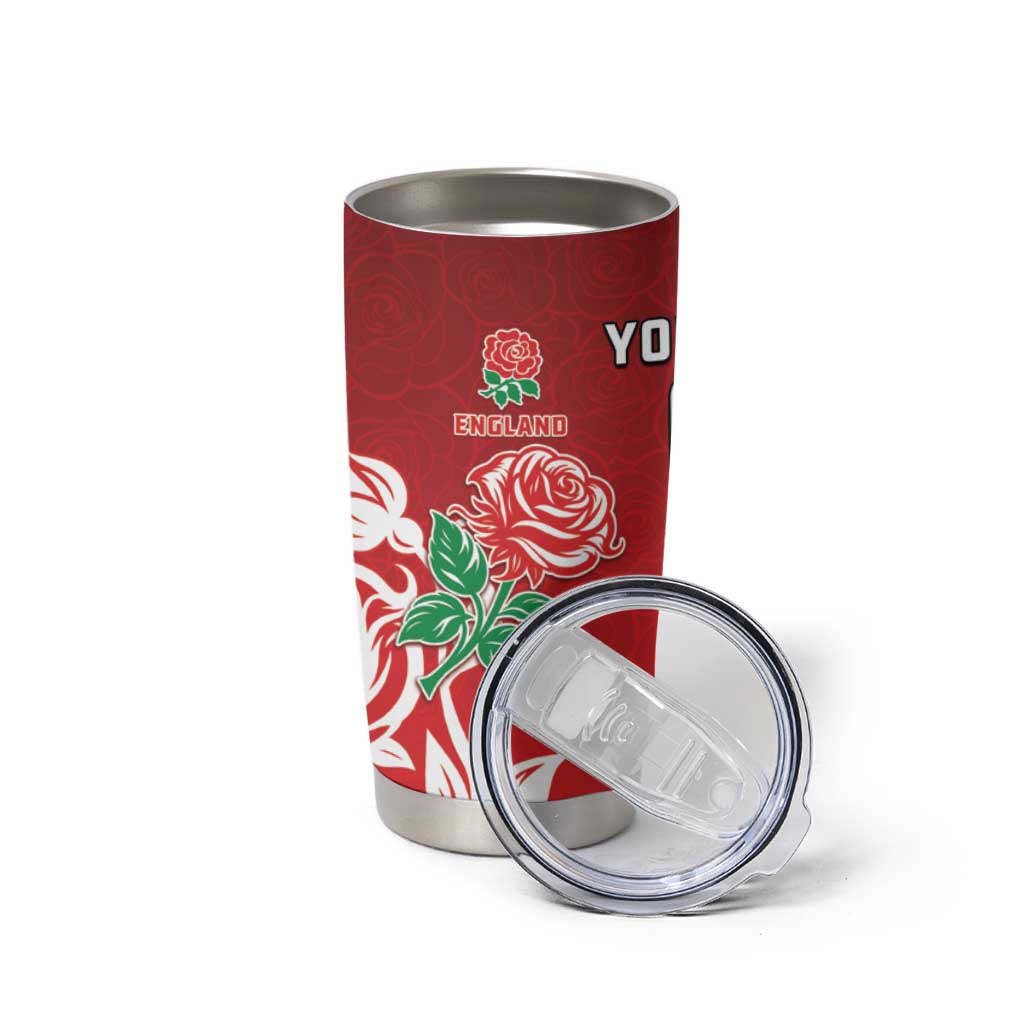 New Zealand And England Rugby Custom Tumbler Cup Maori Tiki With Red Rose Together LT05 - Polynesian Pride