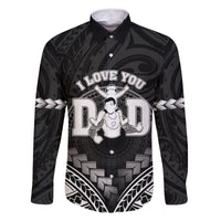 Personalised Happy Father's Day Family Matching Off The Shoulder Long Sleeve Dress and Hawaiian Shirt I Love You Dad Polynesian Style
