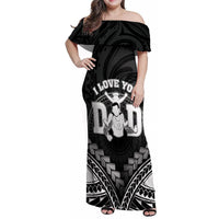 Personalised Happy Father's Day Family Matching Off Shoulder Maxi Dress and Hawaiian Shirt I Love You Dad Polynesian Style