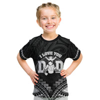 Personalised Happy Father's Day Kid T Shirt I Love You Dad Polynesian Style