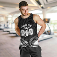 Personalised Happy Father's Day Men Tank Top I Love You Dad Polynesian Style LT05 Black - Polynesian Pride