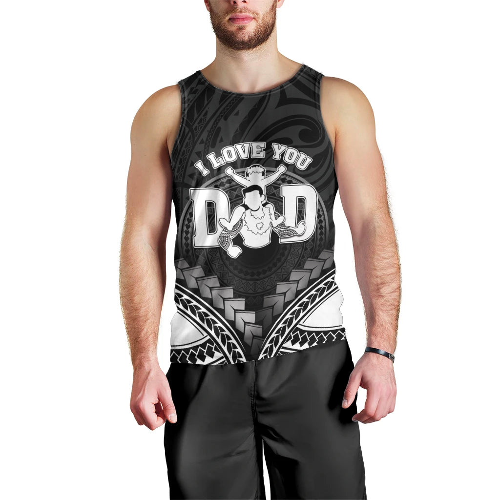 Personalised Happy Father's Day Men Tank Top I Love You Dad Polynesian Style LT05 - Polynesian Pride
