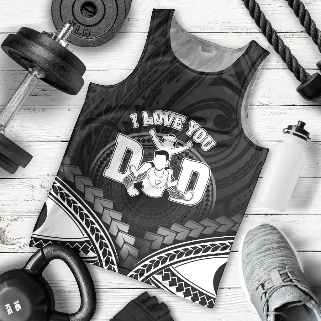 Personalised Happy Father's Day Men Tank Top I Love You Dad Polynesian Style LT05 - Polynesian Pride
