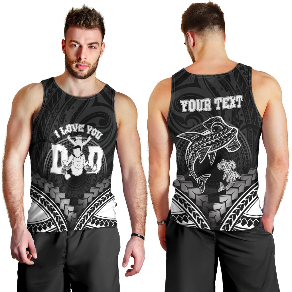 Personalised Happy Father's Day Men Tank Top I Love You Dad Polynesian Style LT05 - Polynesian Pride