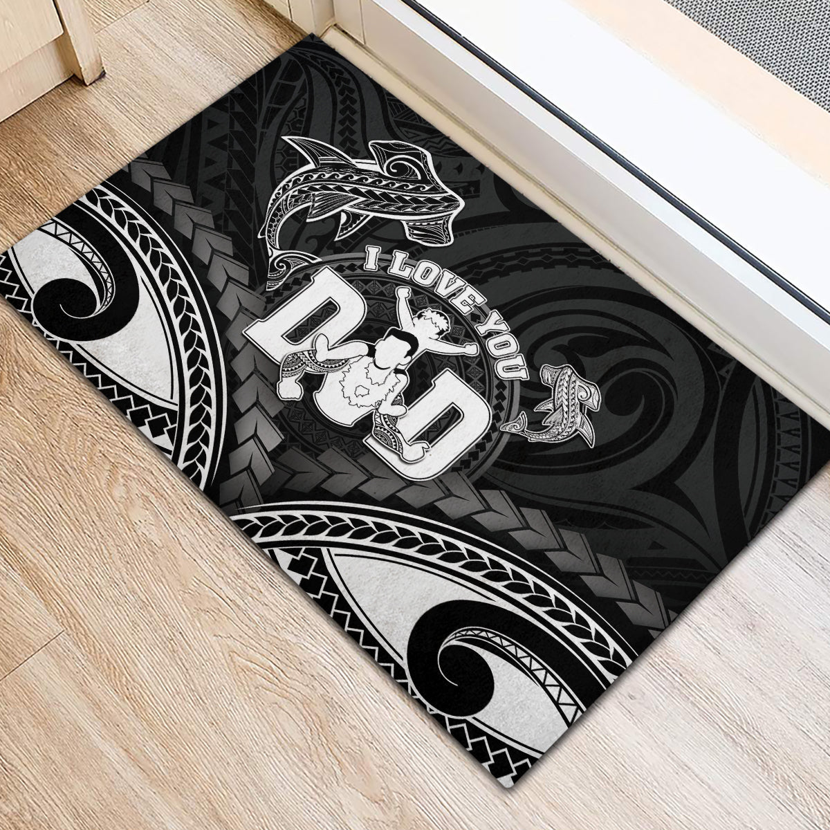Happy Father's Day Rubber Doormat I Love You Dad Polynesian Style LT05 - Polynesian Pride