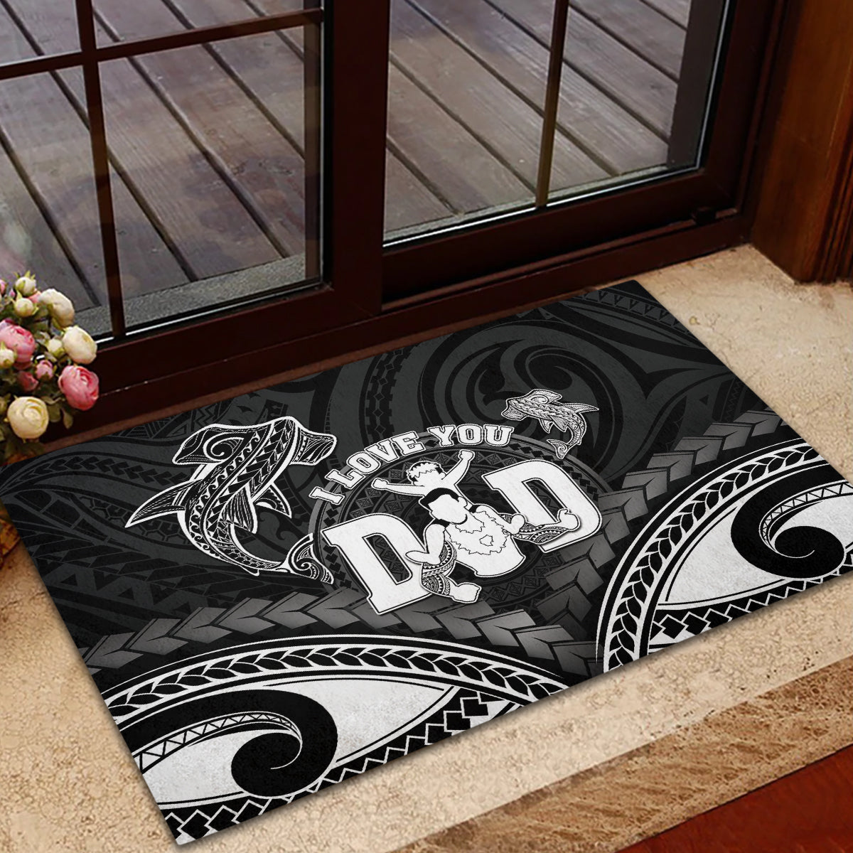Happy Father's Day Rubber Doormat I Love You Dad Polynesian Style LT05 - Polynesian Pride