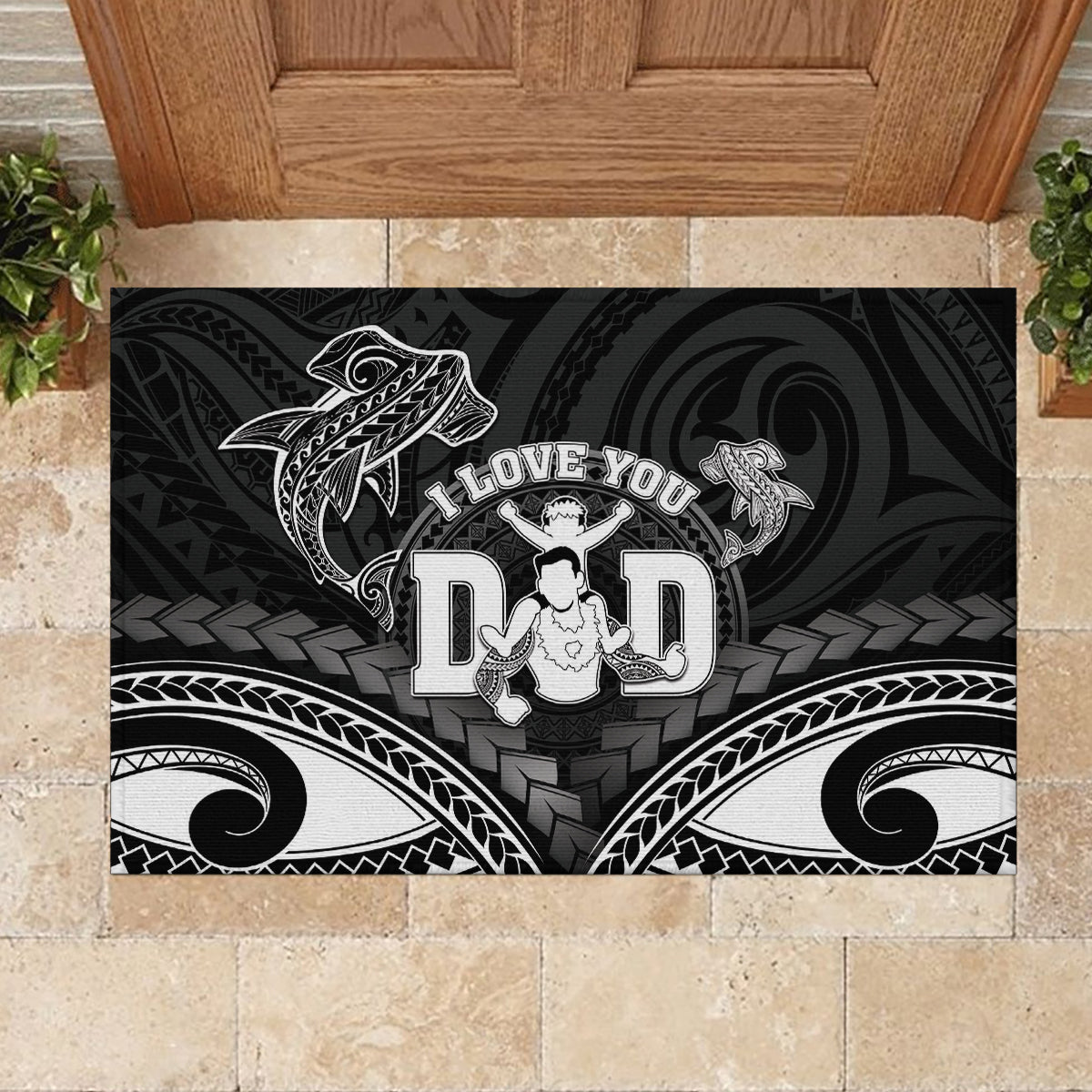 Happy Father's Day Rubber Doormat I Love You Dad Polynesian Style LT05 - Polynesian Pride