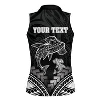 Personalised Happy Father's Day Women Sleeveless Polo Shirt I Love You Dad Polynesian Style