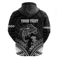 Personalised Happy Father's Day Zip Hoodie I Love You Dad Polynesian Style