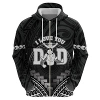 Personalised Happy Father's Day Zip Hoodie I Love You Dad Polynesian Style