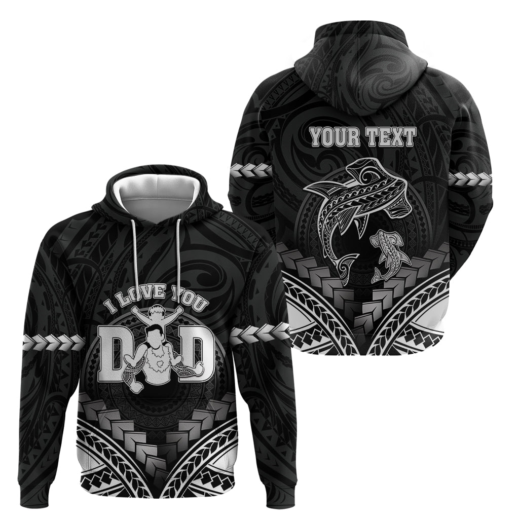 Personalised Happy Father's Day Zip Hoodie I Love You Dad Polynesian Style