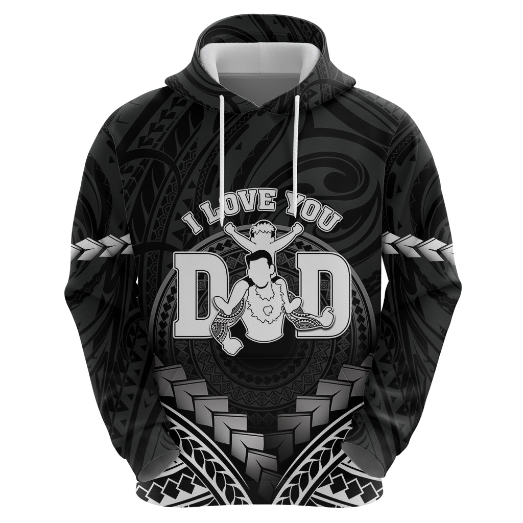 Personalised Happy Father's Day Zip Hoodie I Love You Dad Polynesian Style