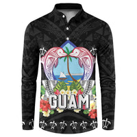 Guam Chamorro Button Sweatshirt Tribal Latte Stone With Dolphins Black