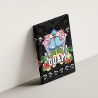 Guam Chamorro Canvas Wall Art Tribal Latte Stone With Dolphins Black