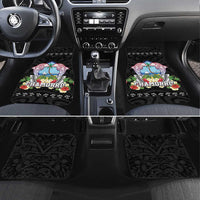 Guam Chamorro Car Mats Tribal Latte Stone With Dolphins Black LT05 Set 4pcs Black - Polynesian Pride
