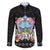 Guam Chamorro Family Matching Off Shoulder Short Dress and Hawaiian Shirt Tribal Latte Stone With Dolphins Black