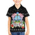 Guam Chamorro Family Matching Off Shoulder Short Dress and Hawaiian Shirt Tribal Latte Stone With Dolphins Black