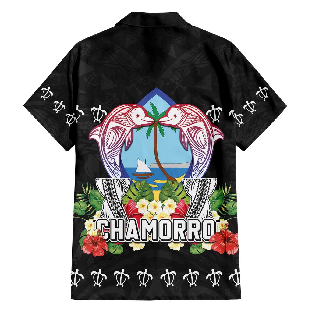 Guam Chamorro Family Matching Summer Maxi Dress and Hawaiian Shirt Tribal Latte Stone With Dolphins Black