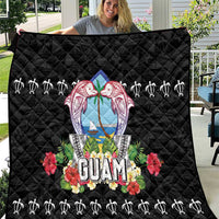Guam Chamorro Quilt Tribal Latte Stone With Dolphins Black