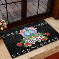 Guam Chamorro Rubber Doormat Tribal Latte Stone With Dolphins Black