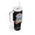 Guam Chamorro Tumbler With Handle Tribal Latte Stone With Dolphins Black