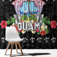 Guam Chamorro Window Curtain Tribal Latte Stone With Dolphins Black LT05 - Polynesian Pride