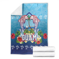 Guam Chamorro Blanket Tribal Latte Stone With Dolphins Blue