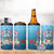 Guam Chamorro 4 in 1 Can Cooler Tumbler Tribal Latte Stone With Dolphins Blue