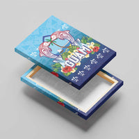 Guam Chamorro Canvas Wall Art Tribal Latte Stone With Dolphins Blue