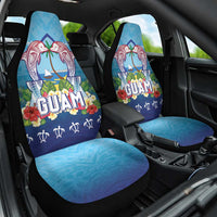Guam Chamorro Car Seat Cover Tribal Latte Stone With Dolphins Blue