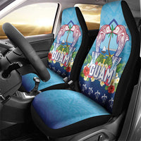 Guam Chamorro Car Seat Cover Tribal Latte Stone With Dolphins Blue