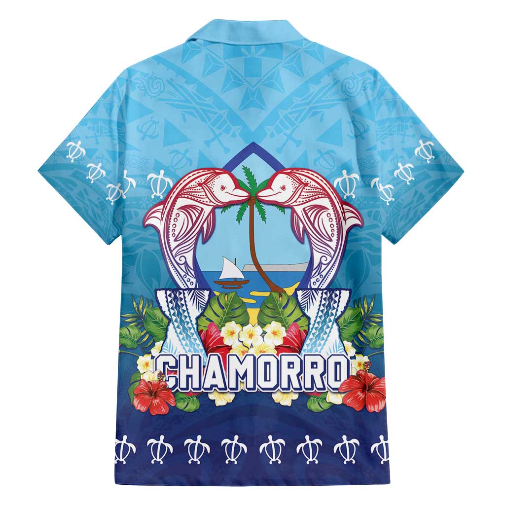 Guam Chamorro Family Matching Long Sleeve Bodycon Dress and Hawaiian Shirt Tribal Latte Stone With Dolphins Blue