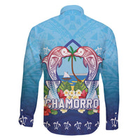 Guam Chamorro Family Matching Tank Maxi Dress and Hawaiian Shirt Tribal Latte Stone With Dolphins Blue