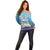 Guam Chamorro Off Shoulder Sweater Tribal Latte Stone With Dolphins Blue
