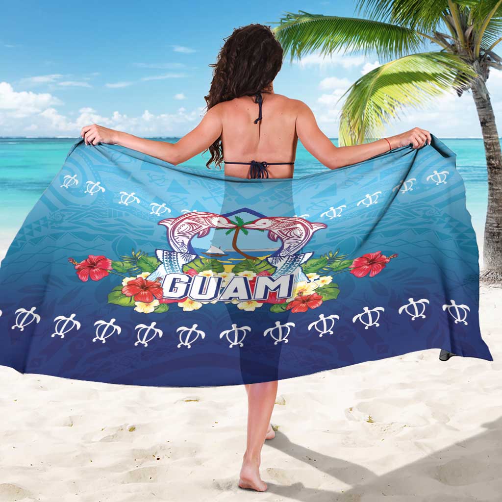 Guam Chamorro Sarong Tribal Latte Stone With Dolphins Blue