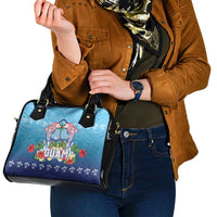 Guam Chamorro Shoulder Handbag Tribal Latte Stone With Dolphins Blue