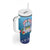 Guam Chamorro Tumbler With Handle Tribal Latte Stone With Dolphins Blue