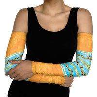 Hawaii Humuhumu Fish Maile Pikake Lei Arm Sleeves Tribal Tapa Orange Version