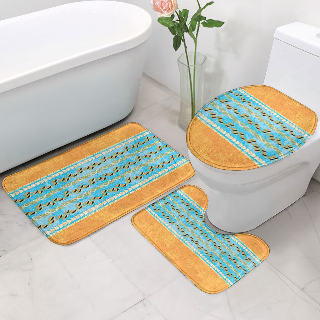 Hawaii Humuhumu Fish Maile Pikake Lei Bathroom Set Tribal Tapa Orange Version