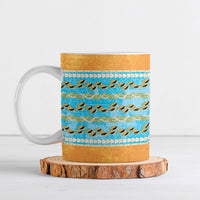 Hawaii Humuhumu Fish Maile Pikake Lei Ceramic Mug Tribal Tapa Orange Version