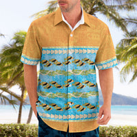 Hawaii Humuhumu Fish Maile Pikake Lei Hawaiian Shirt Tribal Tapa Orange Version