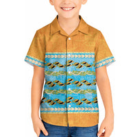 Hawaii Humuhumu Fish Maile Pikake Lei Hawaiian Shirt Tribal Tapa Orange Version